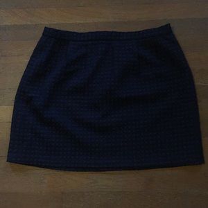 Navy checked textured skirt
